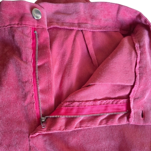 Women's Pink Corduroy High-Rise Flared Leg Silver Chain Detail Cargo Pants - Picture 14 of 16